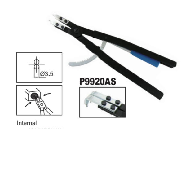 20″ (500MM) STRAIGHT NOSE, INTERNAL PLIER W/ BENT TIPS P9920AS
